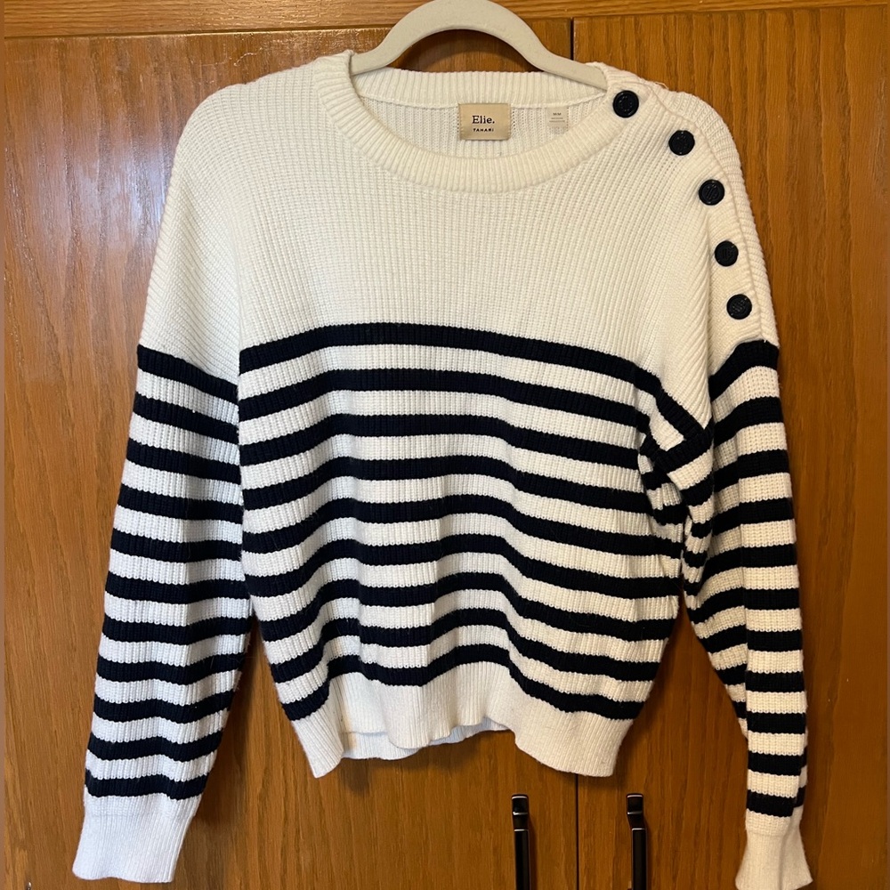 Elie Tahari Women's Striped Sweater - Blue and White